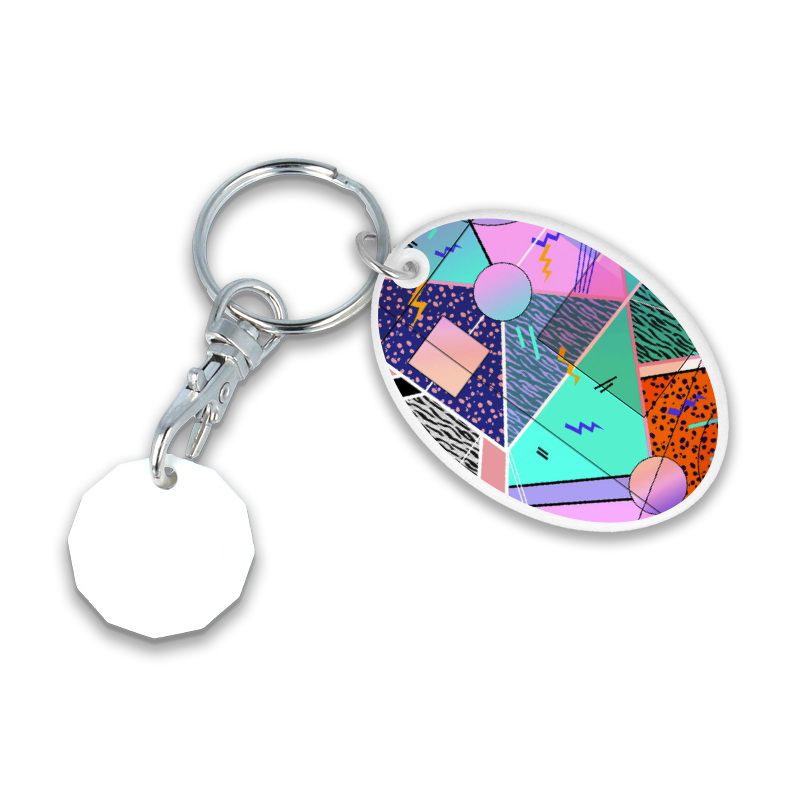 Image of Recycled NEW £ Oval Trolley Mate Keyring (unprinted coin)